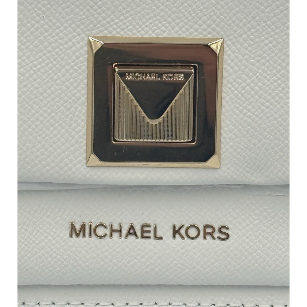 Michael Kors Sylvia Large Double Zip Crossbody Optic White Leather New With Tags - Picture 3 of 11